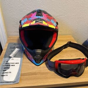 CKX Multicolor Motocross Helmet with Goggles
